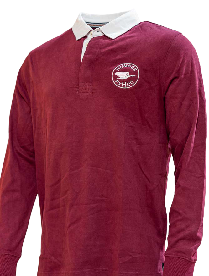 Humber Brushed Cotton Rugby Shirt with Club Logo - Burgundy