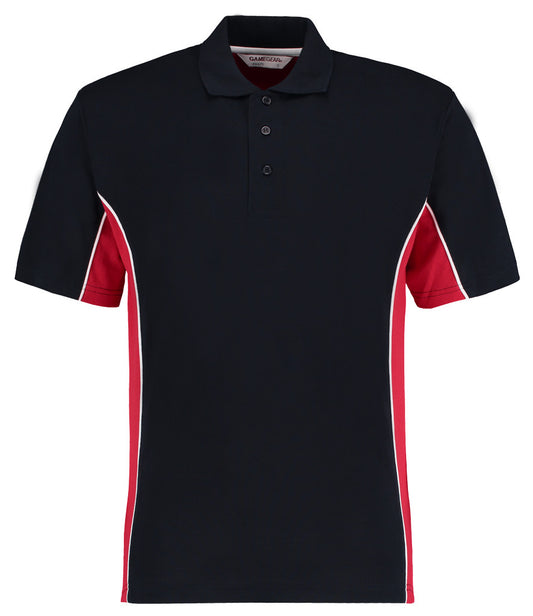 Contrast Piqué Polo with SOC Logo - Navy Blue / Red