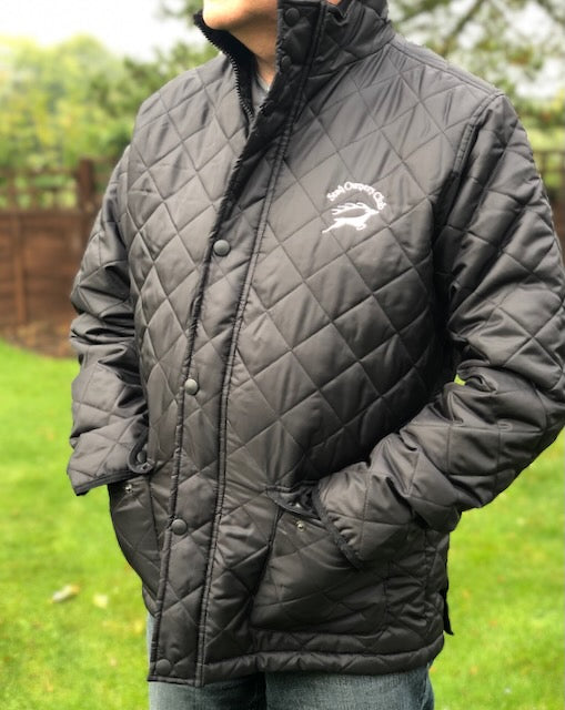 Mens Quilted Padded Jacket with SOC Logo - Black