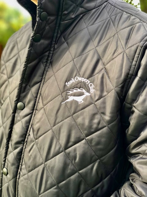 Mens Quilted Padded Jacket with SOC Logo - Black