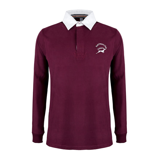 'New Style' Brushed Cotton Rugby Shirt with SOC Logo - Burgundy