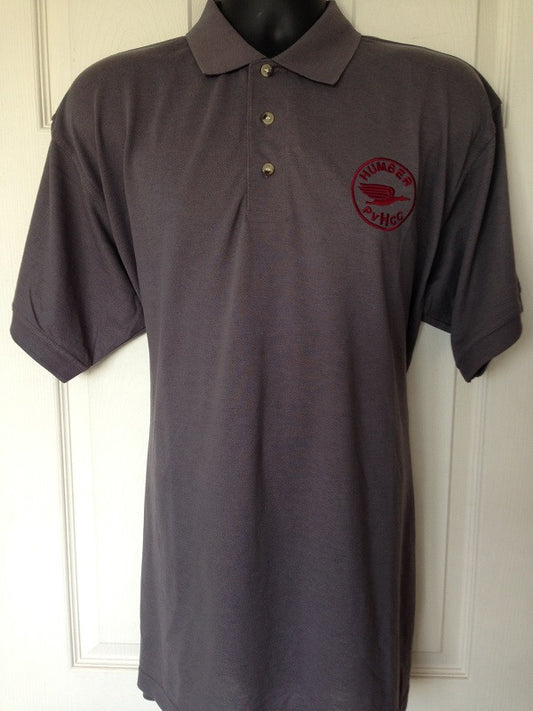 Charcoal Polo Shirt with Maroon embroidered Humber Club Logo