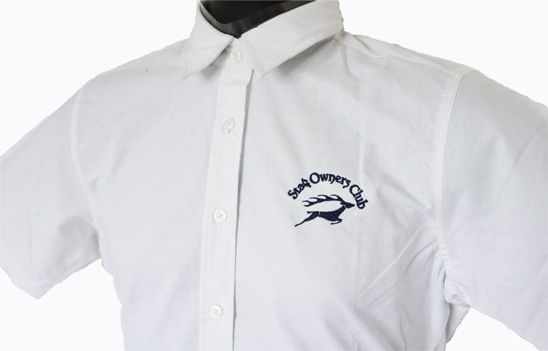 Women's Short Sleeve Classic White Oxford Shirt (Size 12)