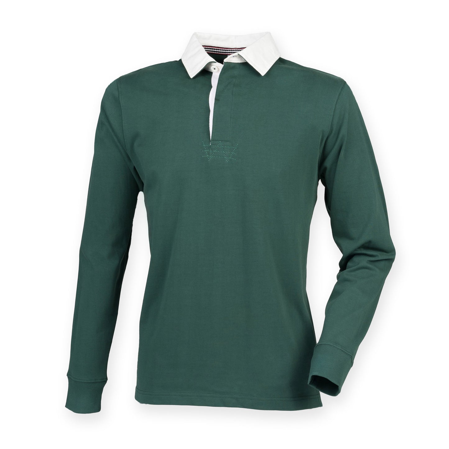 'New Style' Brushed Cotton Rugby Shirt with SOC Logo - Bottle Green