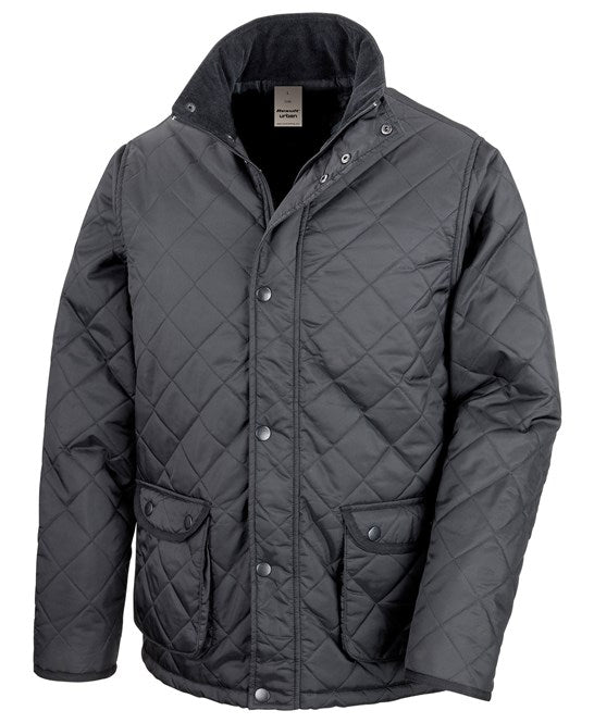 Mens Quilted Padded Jacket with SOC Logo - Black
