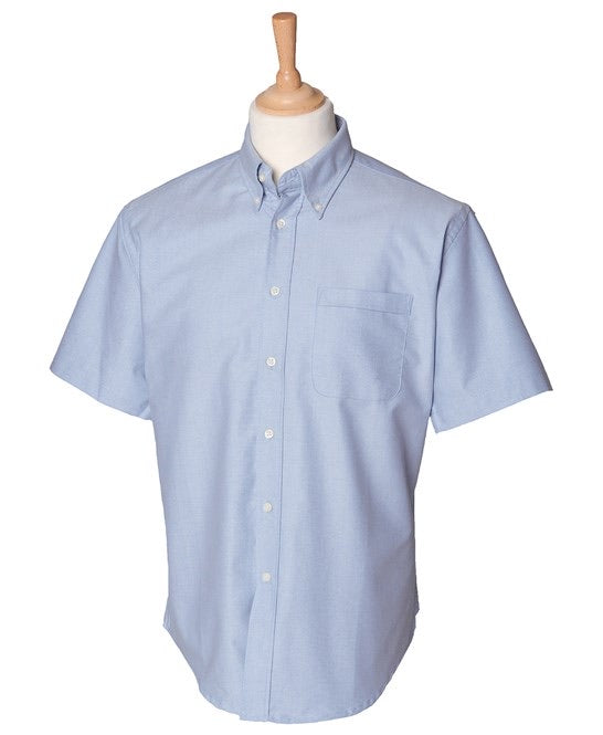 Mens Short Sleeve Blue Oxford Shirt with Navy SOC Logo